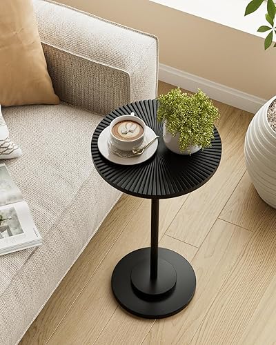 Miniatura 12 de Mesa auxiliar redonda, mesa pequeña para bebidas para espacios pequeños, mesa auxiliar moderna con patas de metal para sala de estar, dormitorio,