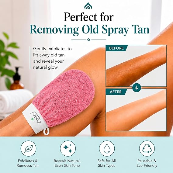Original Kessa Exfoliating Glove - Lively Pink - Microdermabrasion Exfoliating Mitts, Removes unwanted dead skin, dirt and grime and Keratosis Pilaris. Great for spray tan removal. 1 unit | Exfoliate, Smooth Skin, Renew Skin