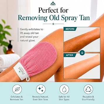 Original Kessa Exfoliating Glove - Lively Pink - Microdermabrasion Exfoliating Mitts, Removes unwanted dead skin, dirt and grime and Keratosis Pilaris. Great for spray tan removal. 1 unit | Exfoliate, Smooth Skin, Renew Skin