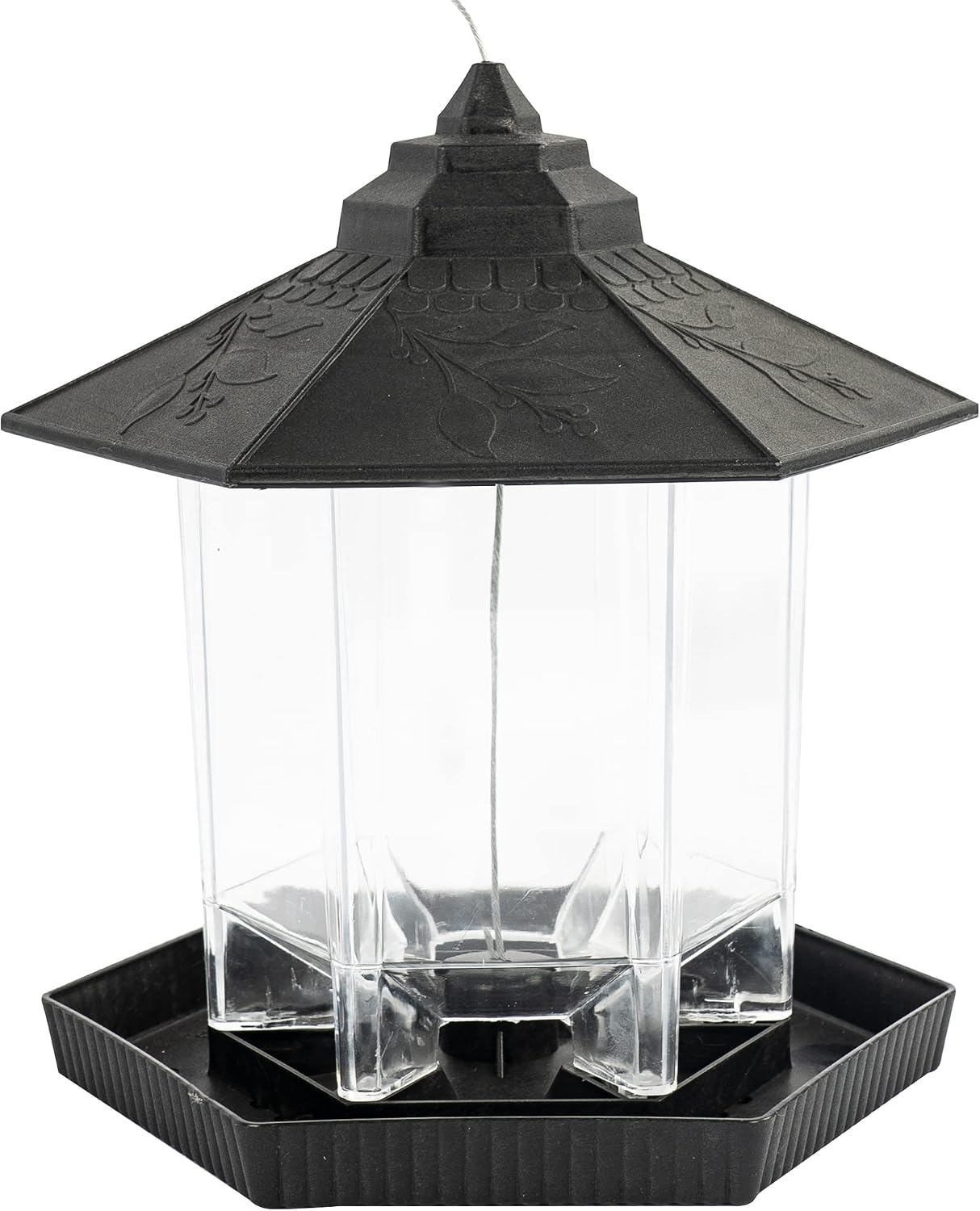 FUNPENY Hexagon Shaped Hanging Wild Bird Feeder for Outside, Outdoors, Bird Seed Feeders Clearance Squirrel Proof, Black