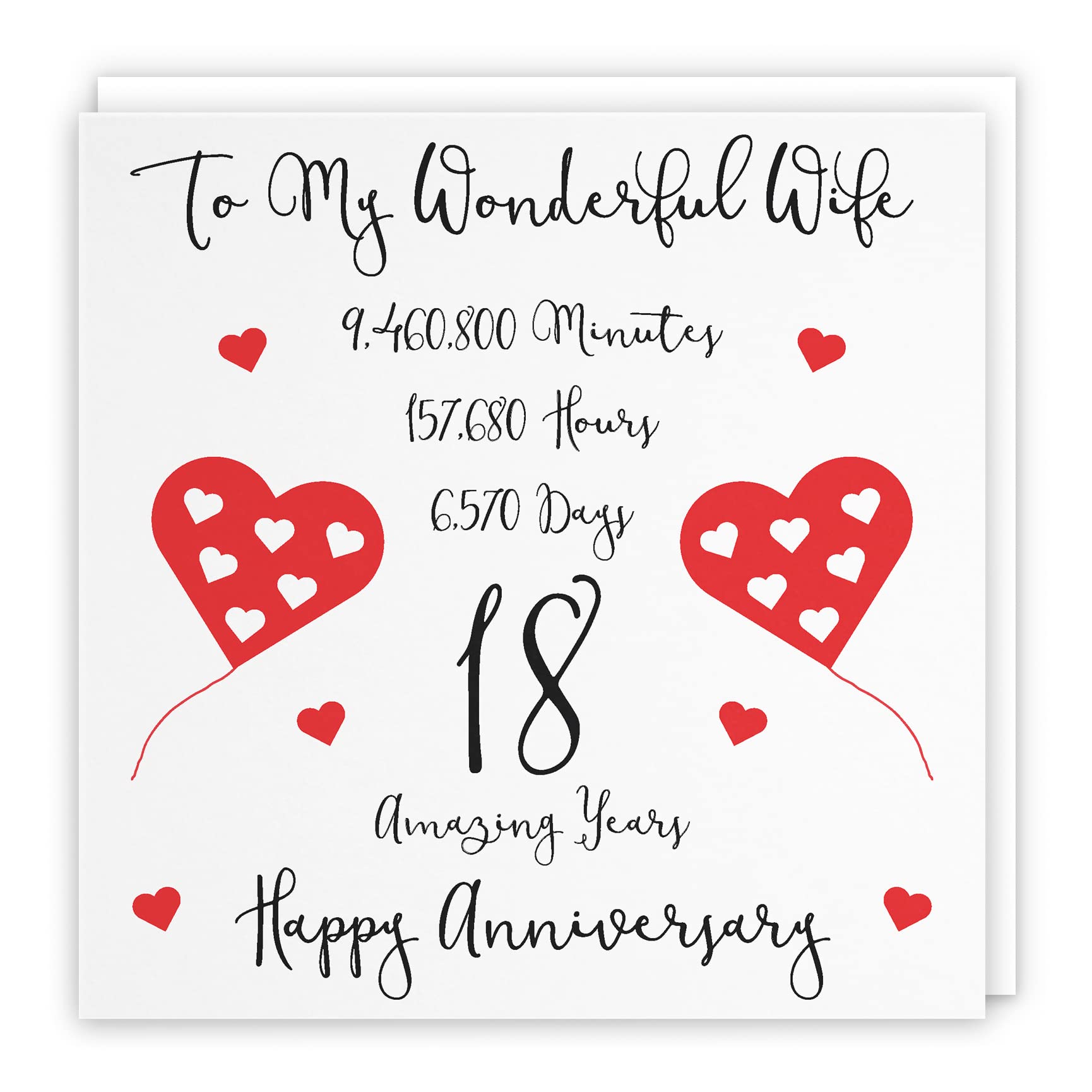 Hunts England, Romantic Wife 18th Wedding Anniversary Card, To My Wonderful Wife, 18 Amazing Years, Timeless Collection - Image 2