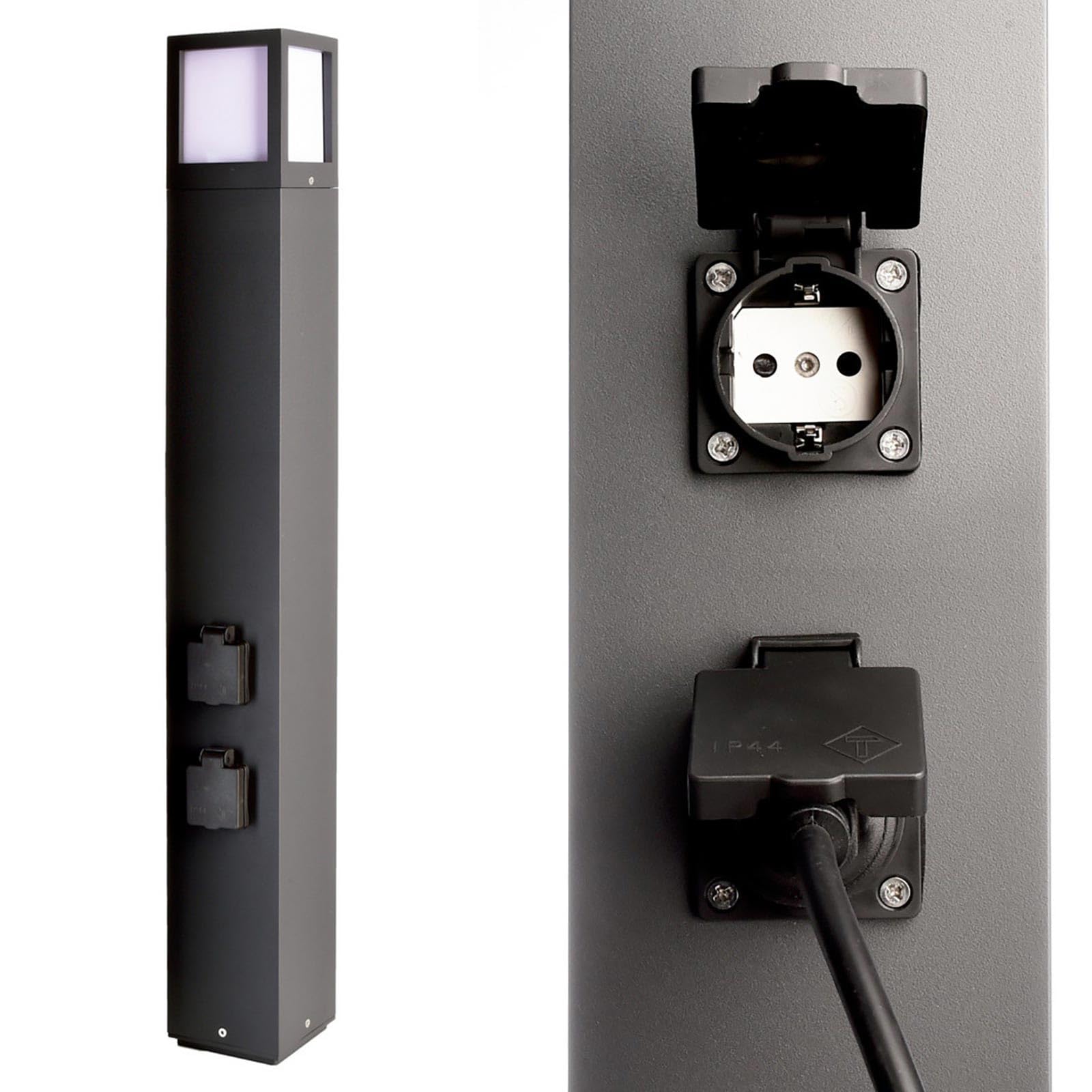 Planetitaly – FACADO – Colonnina Elettrica da Giardino LED con 2 Prese Elettriche - Torretta Illuminazione IP54, E27, 230V (1000mm)