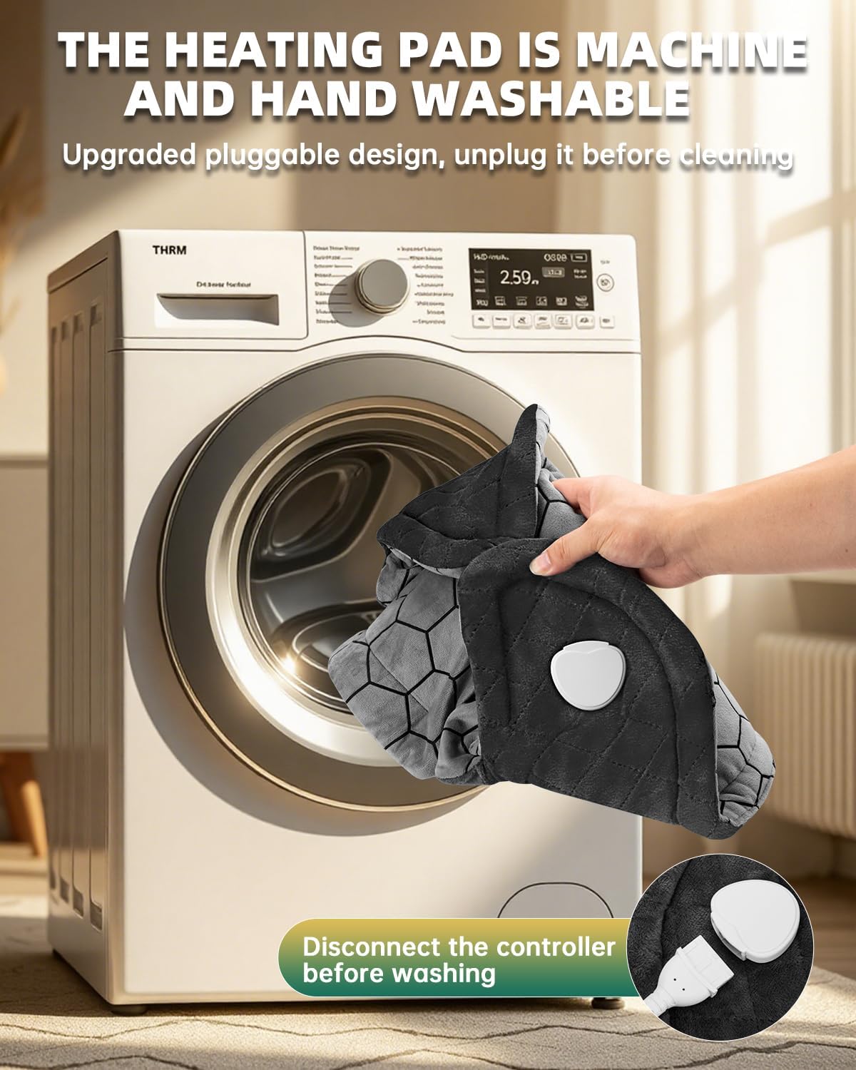 Graphene-Infused Electric Heating Pad,Weighted Heating Pads for Neck and Shoulders and Back,FSA Eligible Items Only List,Heat Pad with 4 Auto-Off Timers,23"x19",ETL Certified,Gray