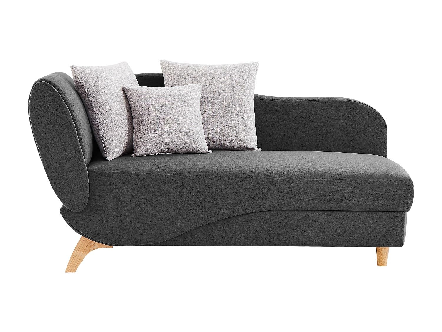 Vente-unique - Méridienne Droite Convertible en Tissu Anthracite avec Coffre de Rangement Penelope