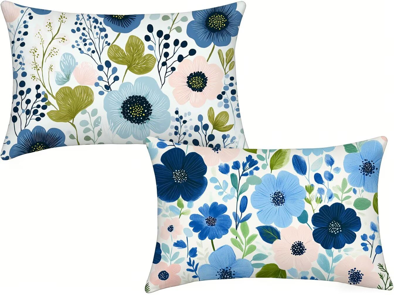 Taie oreiller 40x65 confortable et hypoallergénique en lin bleu m-918 pour un sommeil sain