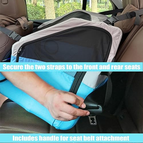 Miniatura 4 de Large Portable Pet Crate for Car Travel, 24"x22"x25" Foldable Dog & Cat Carrier with Secures Seatbelt & Headrest Strap, Oxford Soft-Sided Pet Kennel