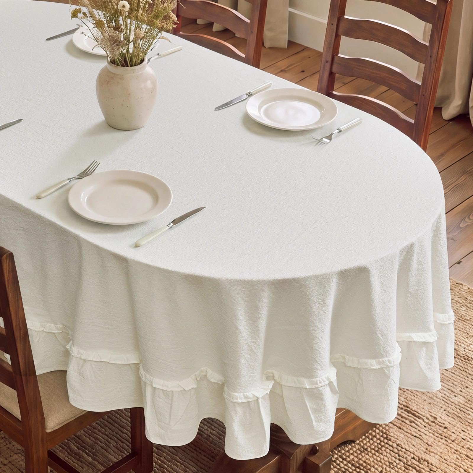 Orange Gingham Tablecloth - Ruffled Rectangle -14