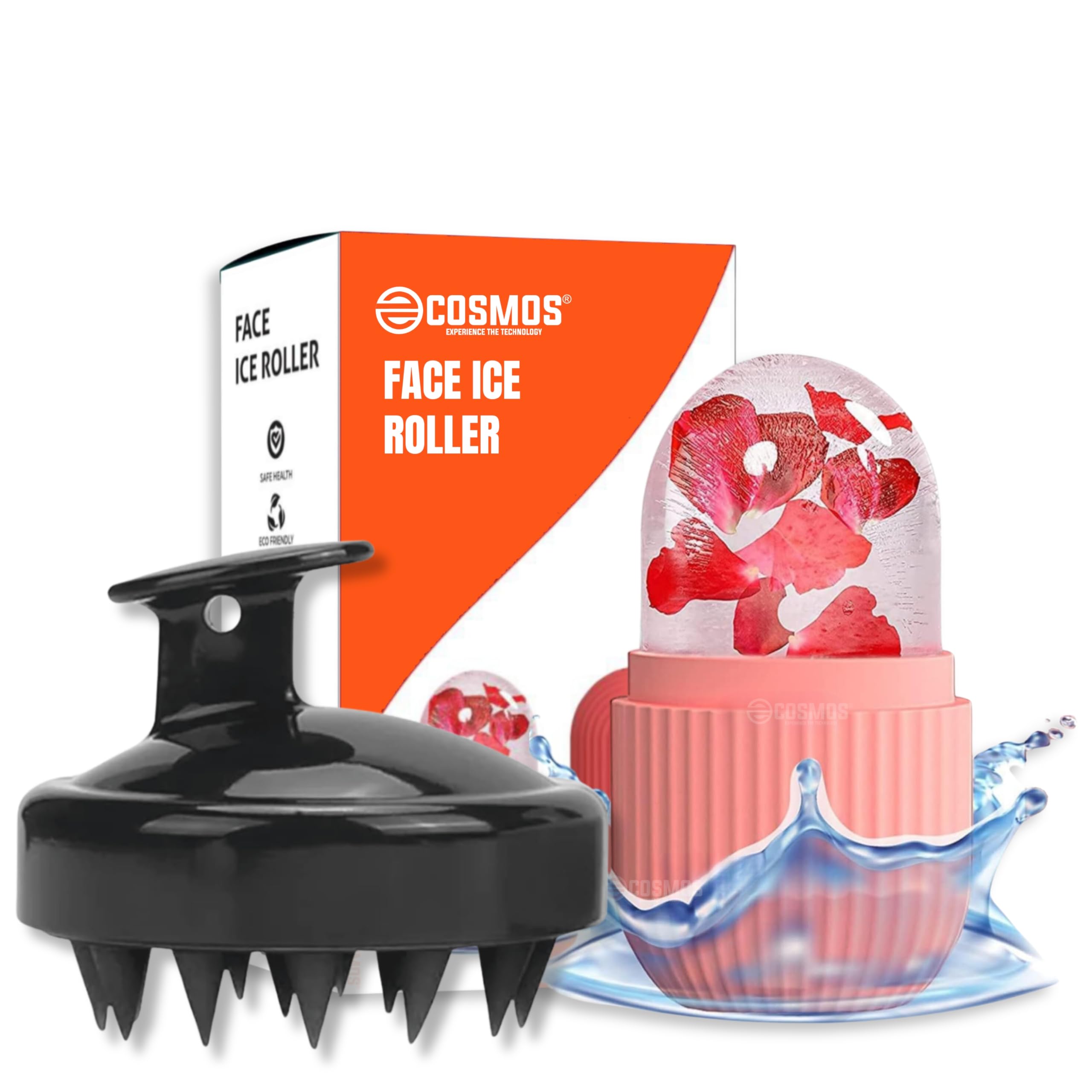 E-COSMOS Scalp Massager & Ice Roller with Soft Silicon Bristles, Facial Ice Roller Cube for Eyes, Neck Massage, Dark Circle Removal, Pore Shrinking, Hair Growth Promotion (Combo) (B0D8KLB6KZ) Amazon Price History, Amazon Price Tracker