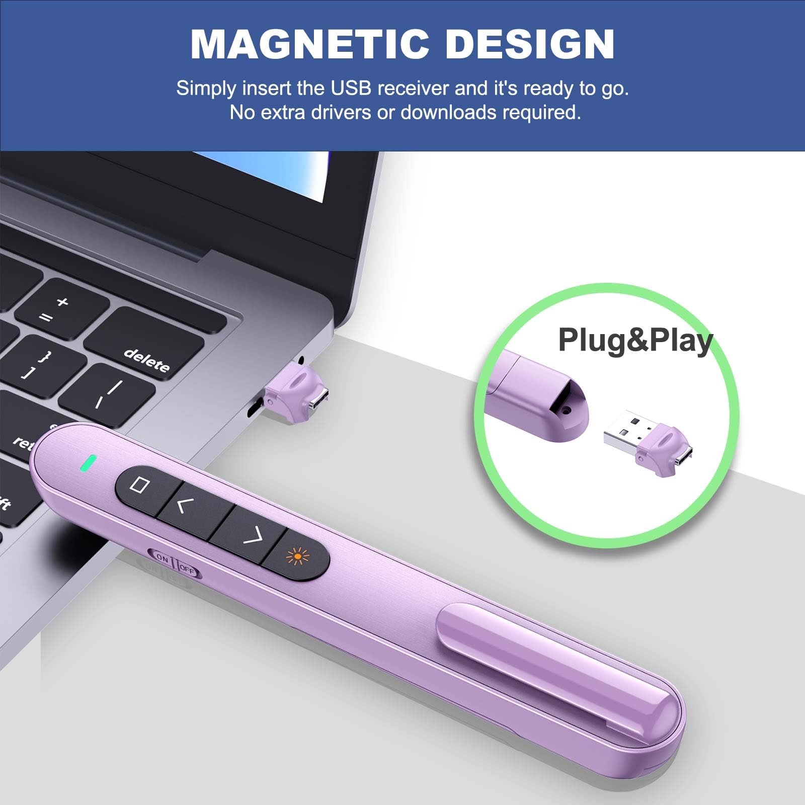 Powerpoint Clickers Rf Snapklik.com : QUI Presentation Clicker For PowerPoint, RF 2.4GHz USB C ...