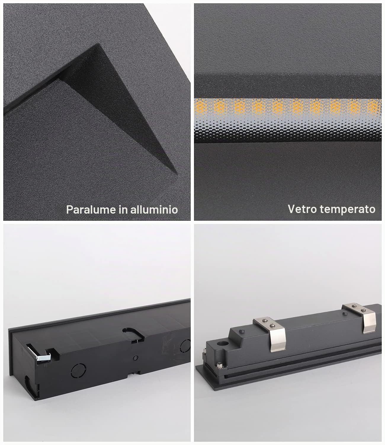 DAWALIGHT Luci Esterne a Mattoni Alimentate a Rete, Luce da Parete da Giardino IP65 Impermeabili 10W 3000K LED Applique da Incasso per Scale Terrazza Balcone Patio, Grigio scuro