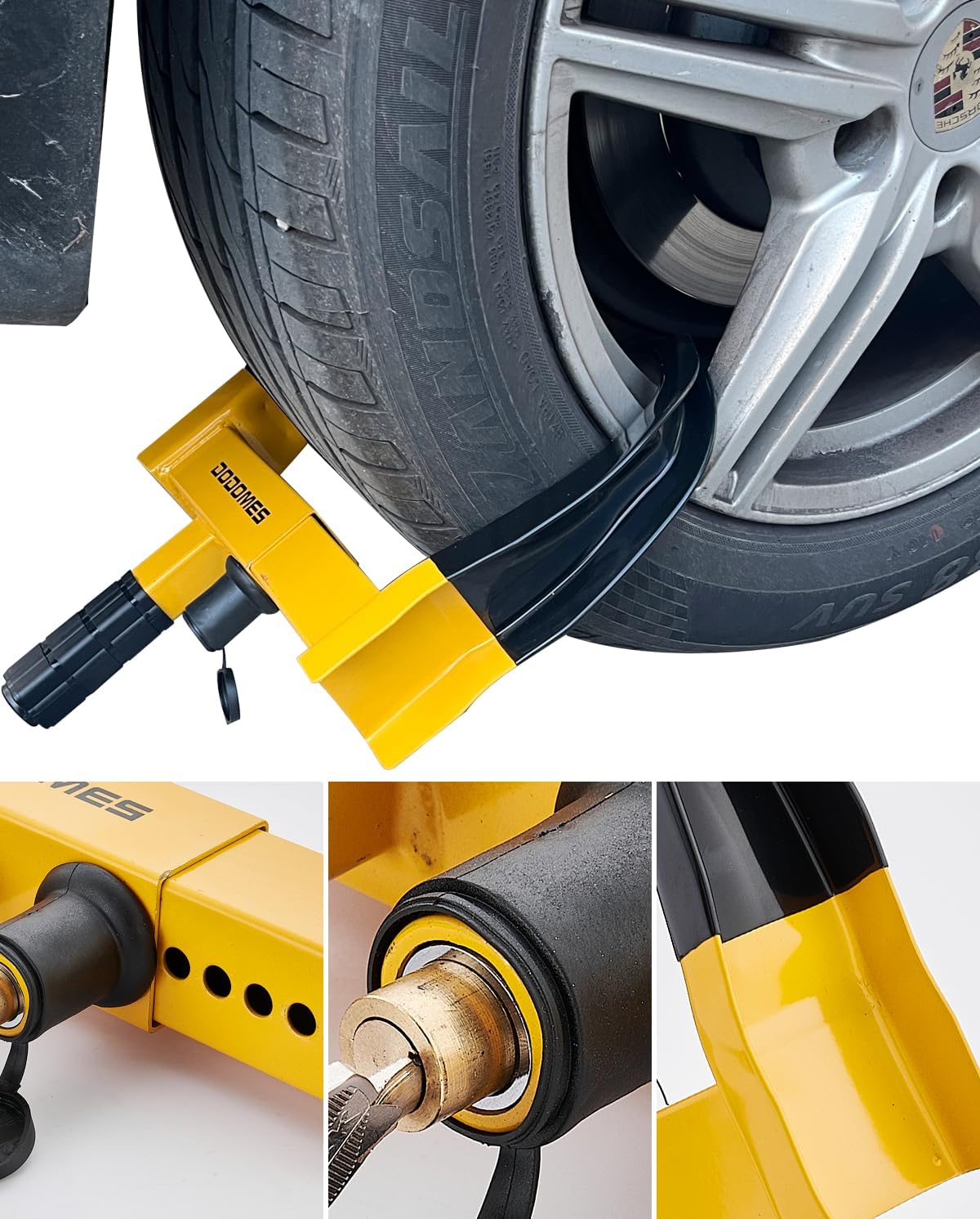 Dodomes Universal Wheel Lock Heavy Duty Security Tires Lock Trailer Wheel Clamp Lock Anti Theft for Car Trailers SUV Boat ATV's Motorcycle Golf Cart 2 Packs with 6 Alike Keys