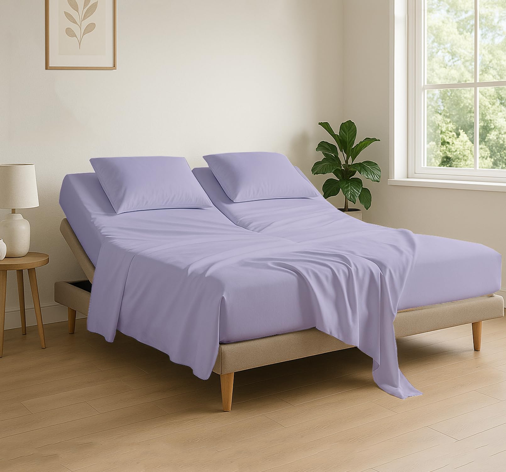Drap pour lit Sleep Number et sommier réglable | Parure 4 pièces grand lit