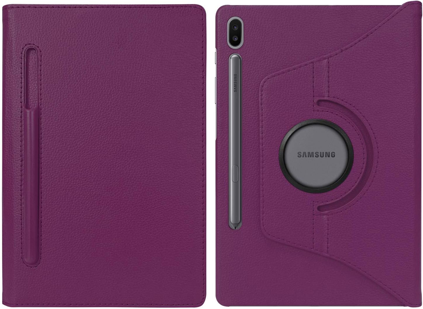 PU Leather 360 Rotating Case Compatible for Samsung Galaxy Tab S6 10.5" Tablet 2019 SM-T860/T865 Auto Sleep/Wake Folding Stand Smart Cover with a Viewing Stand (Purple)
