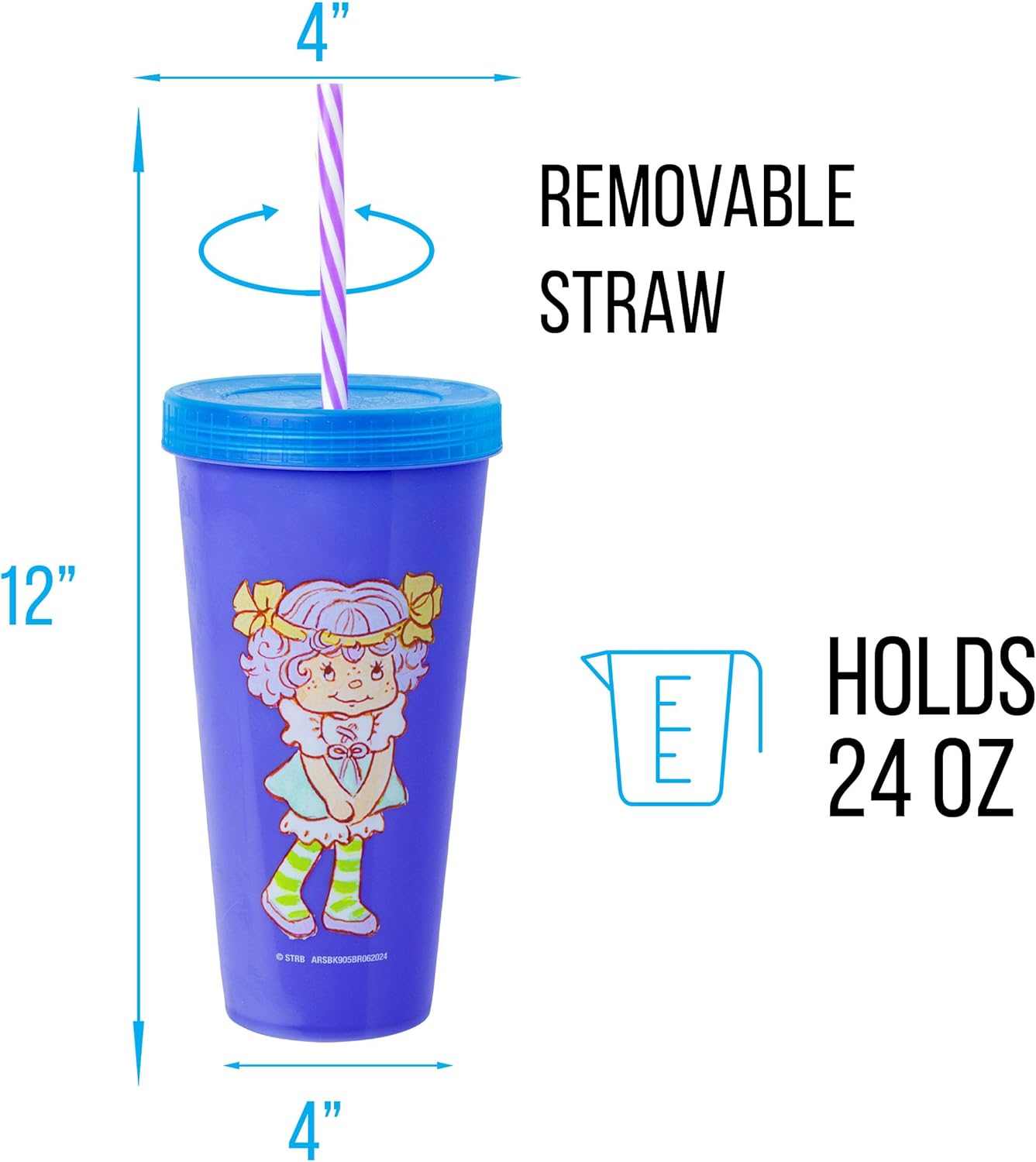 Silver Buffalo Strawberry Shortcake 4 Pack Color Change Plastic Tumbler Featuring Lemon Meringue, Orange Blossom, and Angel Cake, 24 Ounces - Image 3