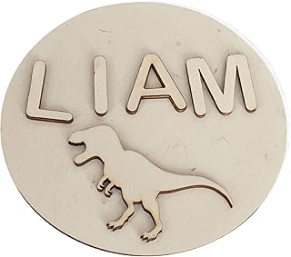 Personalized Dinosaur Sign Painting Kit 5.5 inches, DIY TREX Dinosaur Wood Sign, Do it Yourself Kids Dinosaur Wood Sign Activity, DIY Dinosaur Painting Kit, Customized Name Sign for Boy Nursery, Dinosaur theme