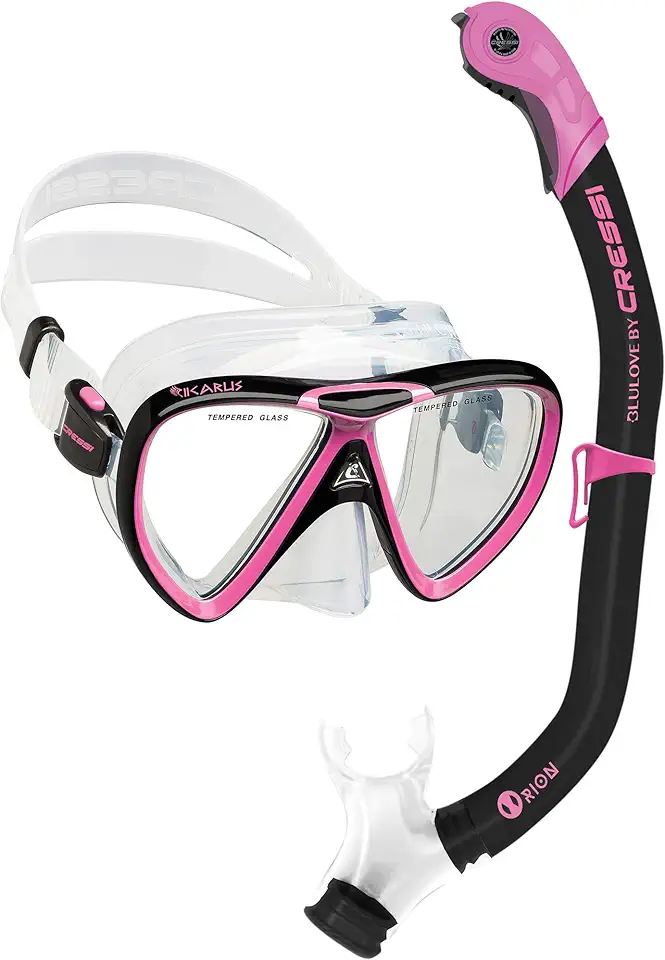 CRESSI Adult Snorkeling Set in Comfortable Pure Silicone - Mask & Semi-Dry Snorkel | Ikarus & Orion