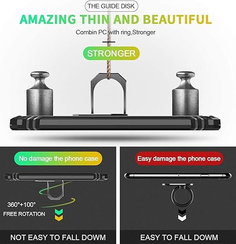 Miniatura 5 de Funda para Motorola Moto P40 PowerMoto One Action, 360 grados con anillo giratorio con función atril híbrida resistente de doble capa a prueba de
