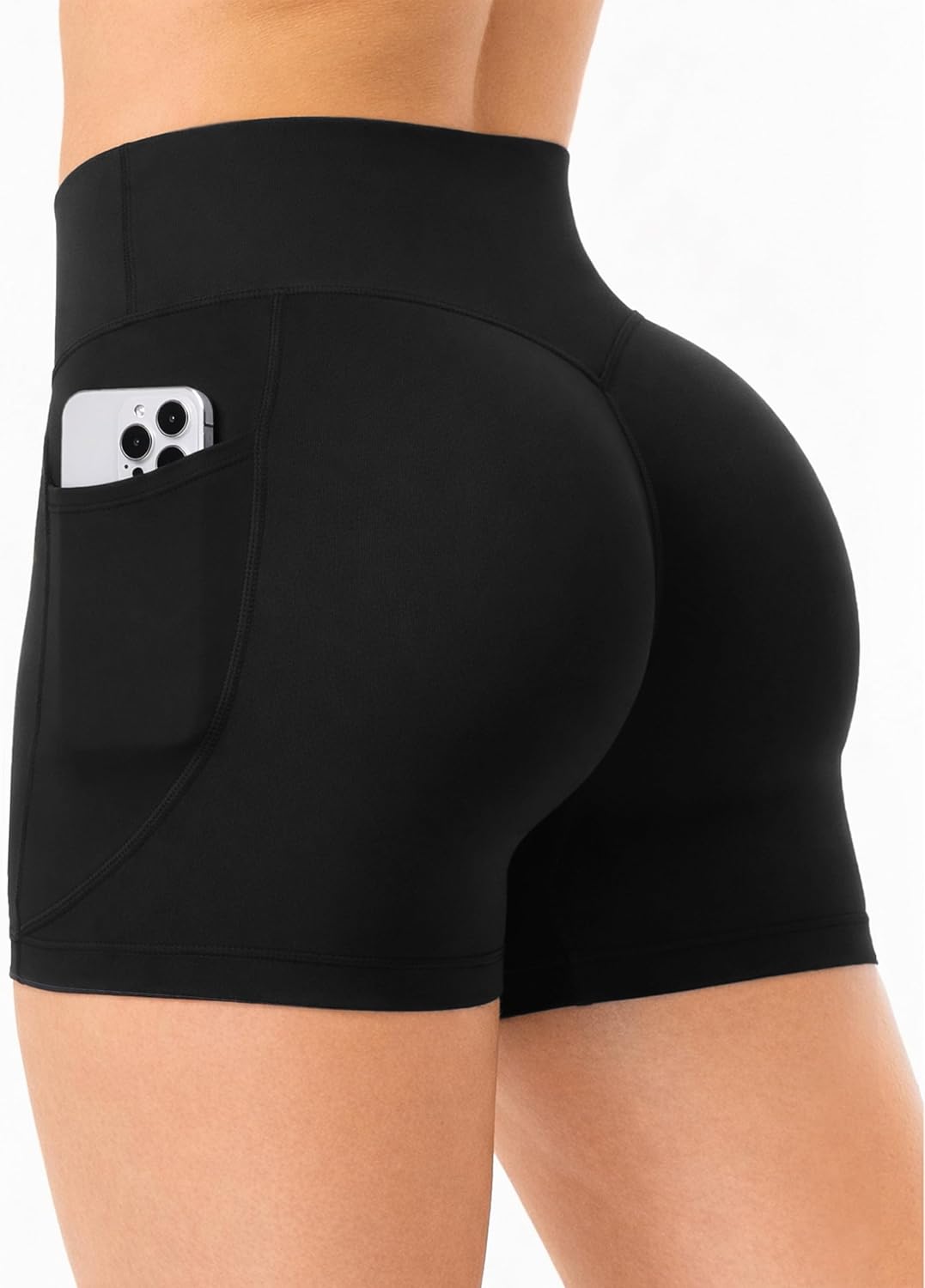 Olmlmt Biker Shorts with Pockets No Front Seam High Waist Womens Workout Shorts Booty Hidden Scrunch