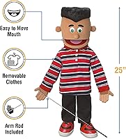 Vista 3 de José de 25 pulgadas, niño hispano, cuerpo completo, marioneta estilo ventrílocuo