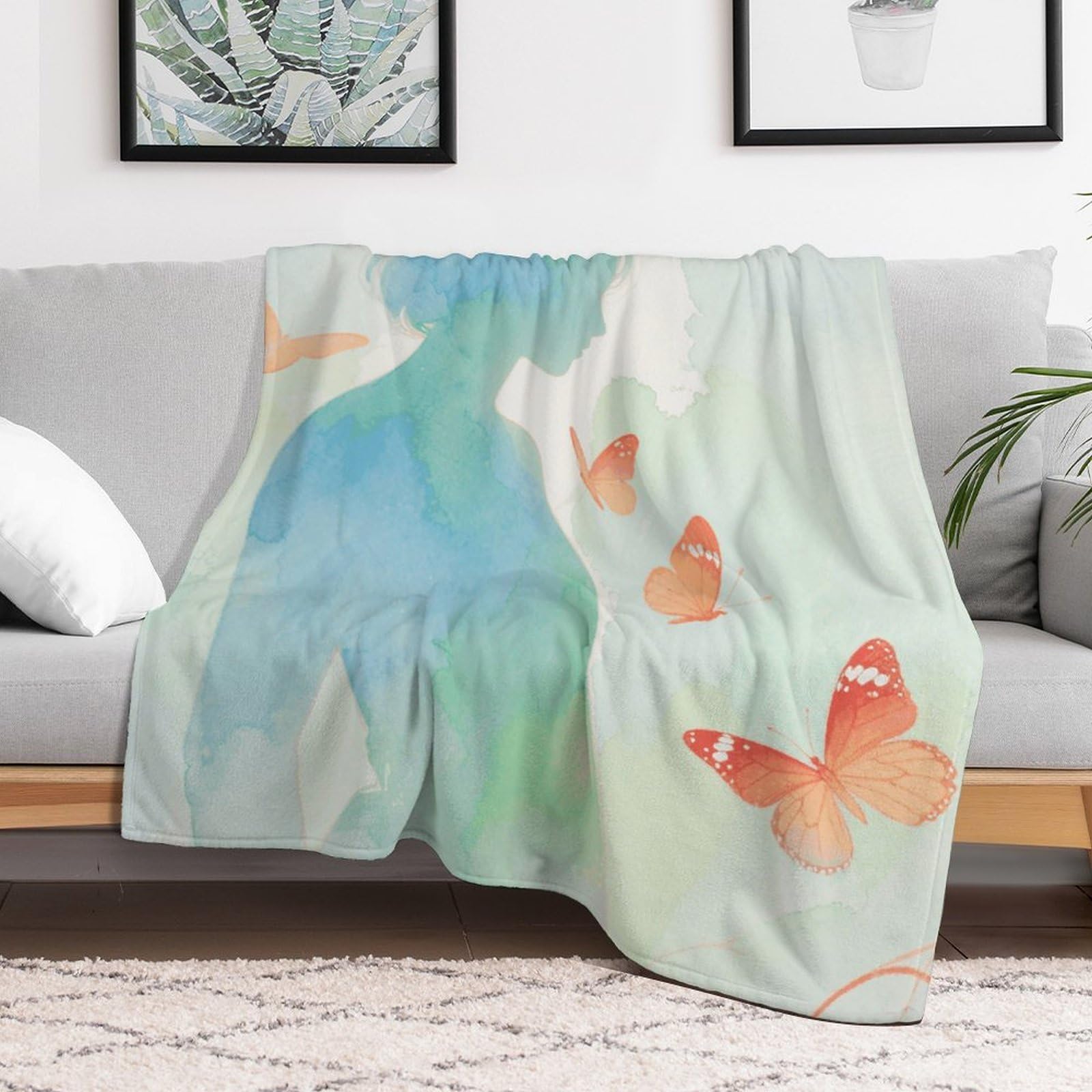 Jeté de canapé confortable motif papillon pour vos soirées cocooning au salon