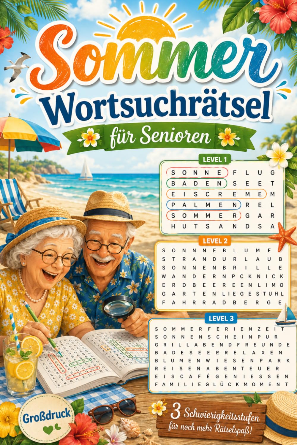Sommer Wortsuchrätsel für Senioren: Großdruck Rätselbuch mit Wortsuche, Suchsel und Sommer Rätseln – Perfekte Sommer Beschäftigung für Urlaub, Garten und Entspannung