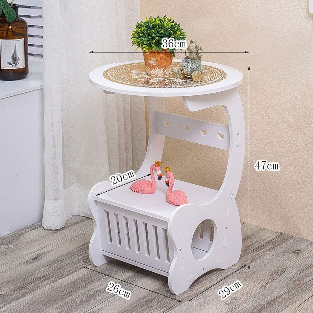Nightstand Creative Bedside Table Modern Minimalist Nordic Bedside Table Bedroom Small Round Table Living Room Coffee Table Bedside End Table (Size : Small) (Large)