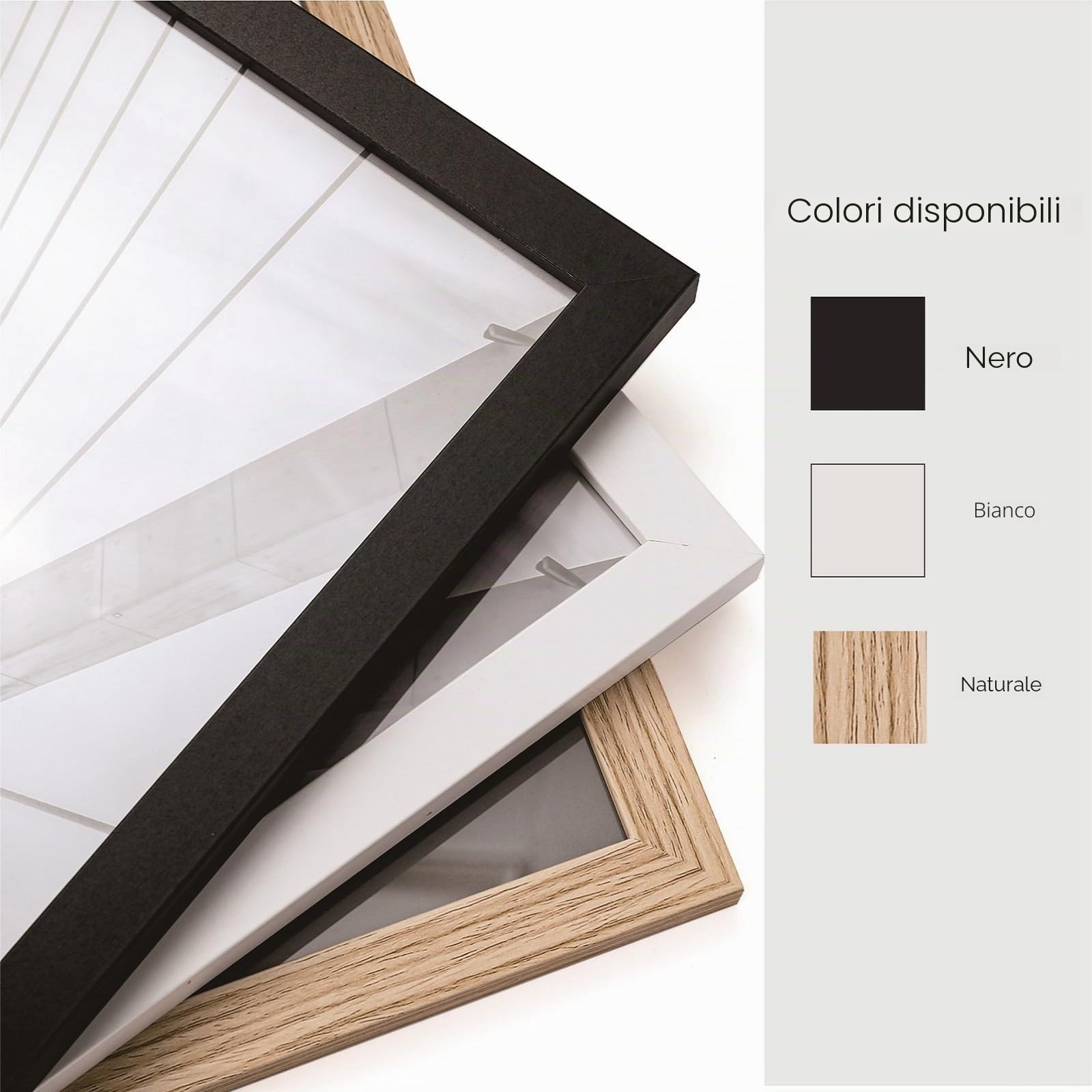 Cornice 30 x 40 cm Legno Naturale con Acrilico - Cornici 30x40 cm Portafoto MDF per Poster, Foto, Puzzle - Set da 3 Pezzi per Parete