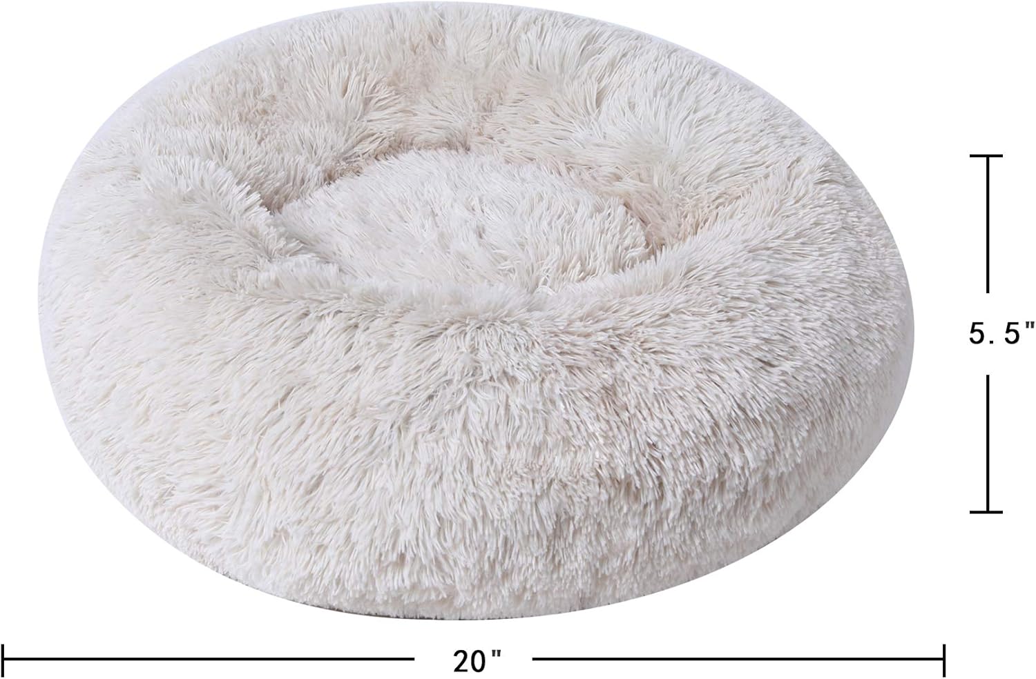 BinetGo Calming Cat and Dog Beds，20/24/32 inches Dog Bed, Black/Pink/Beige Puppy Bed ,Original Calming Donut Cat and Dog Bed in Shag Fur– Machine Washable, Anti Slip Waterproof Bottom (20", Beige) : Pet Supplies