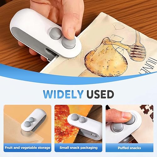 Miniatura 5 de Mini sellador de bolsas, mini sellador de bolsas 2 en 1 actualizado 2026 con cortador e imán, sellador térmico portátil para bolsas de plástico,