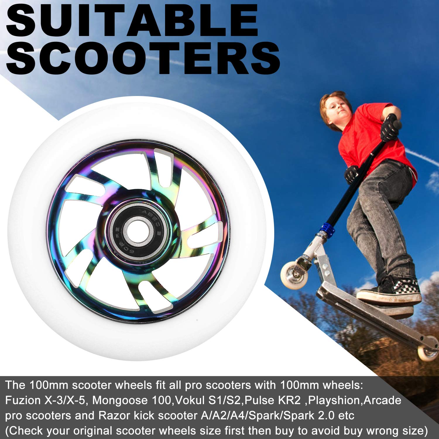 100mm Scooter Wheels Pro Scooter Wheels 100mm PairB075624PVB