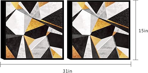 Miniatura 2 de Chic Home Decor Geo France - Juego de 2 piezas de lienzo enmarcado envuelto para pared, arte de pared con estampado giclée moderno, patrón de mármol