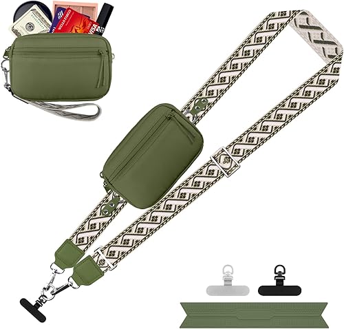 Miniatura 39 de Correa para teléfono con clip y correa cruzada para cartera, cordón ajustable para teléfono con cartera, Negro, Mediana Negro,negro, rojo (Black