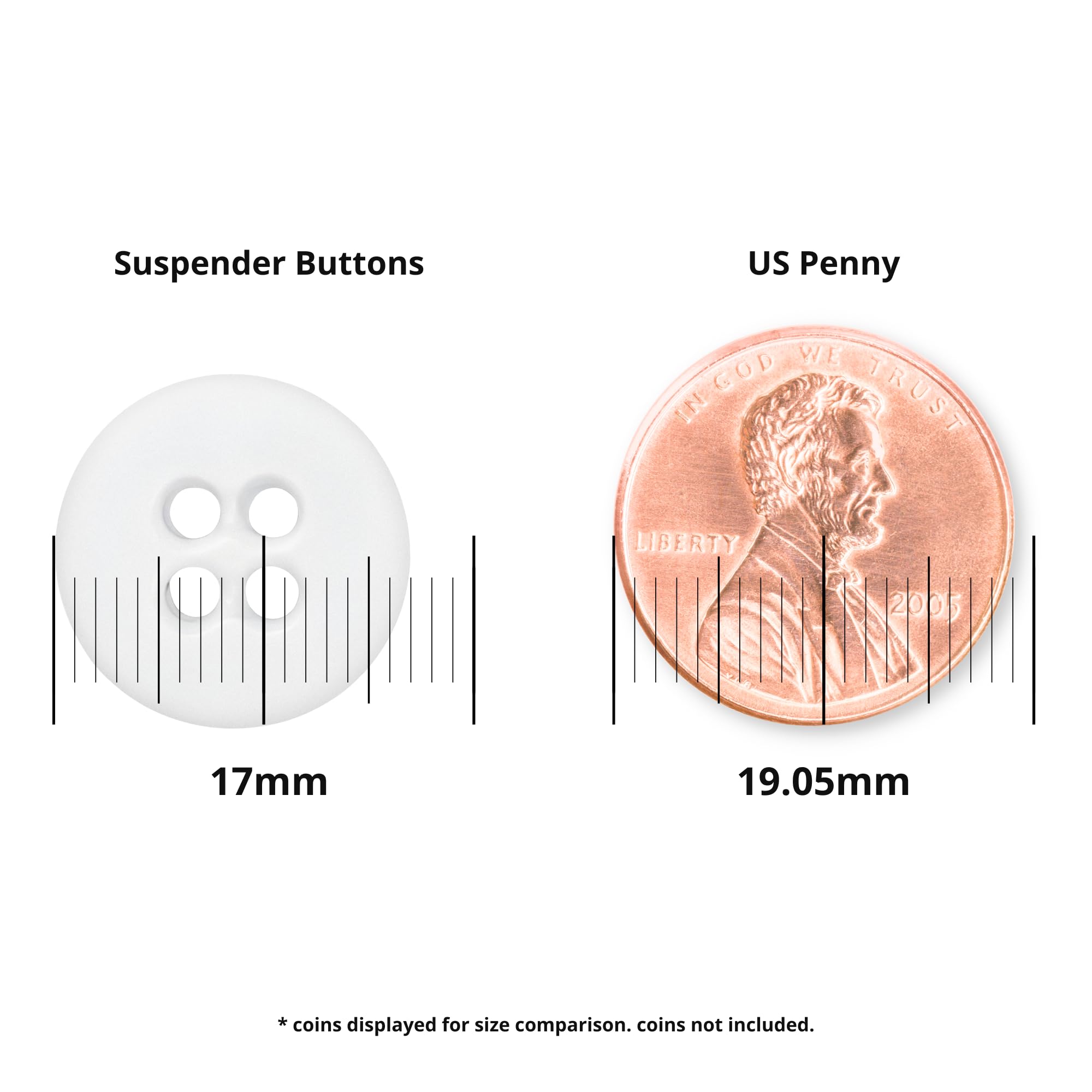 buttonmode Universal Suspender botones para pantalones, 17 mm 12 unidades