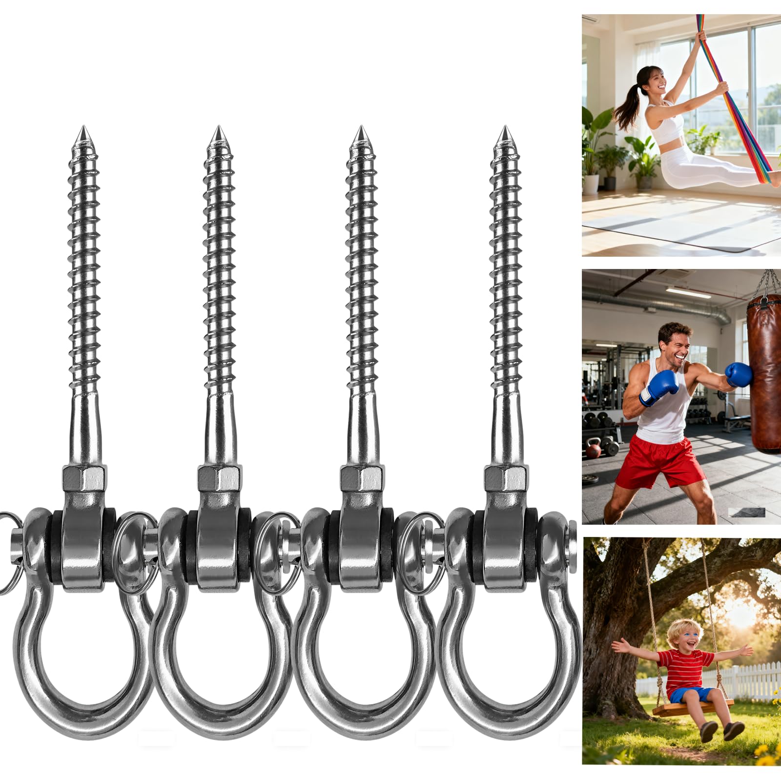4Pcs Schaukelhaken Holzbalken Deckenhaken Schwerlast Swing Hanger 180°，SUS304 Schaukelhaken für Holzbalken Schaukel Aufhängung，650kg Capacity Deckenhaken Schaukel for Hängesessel