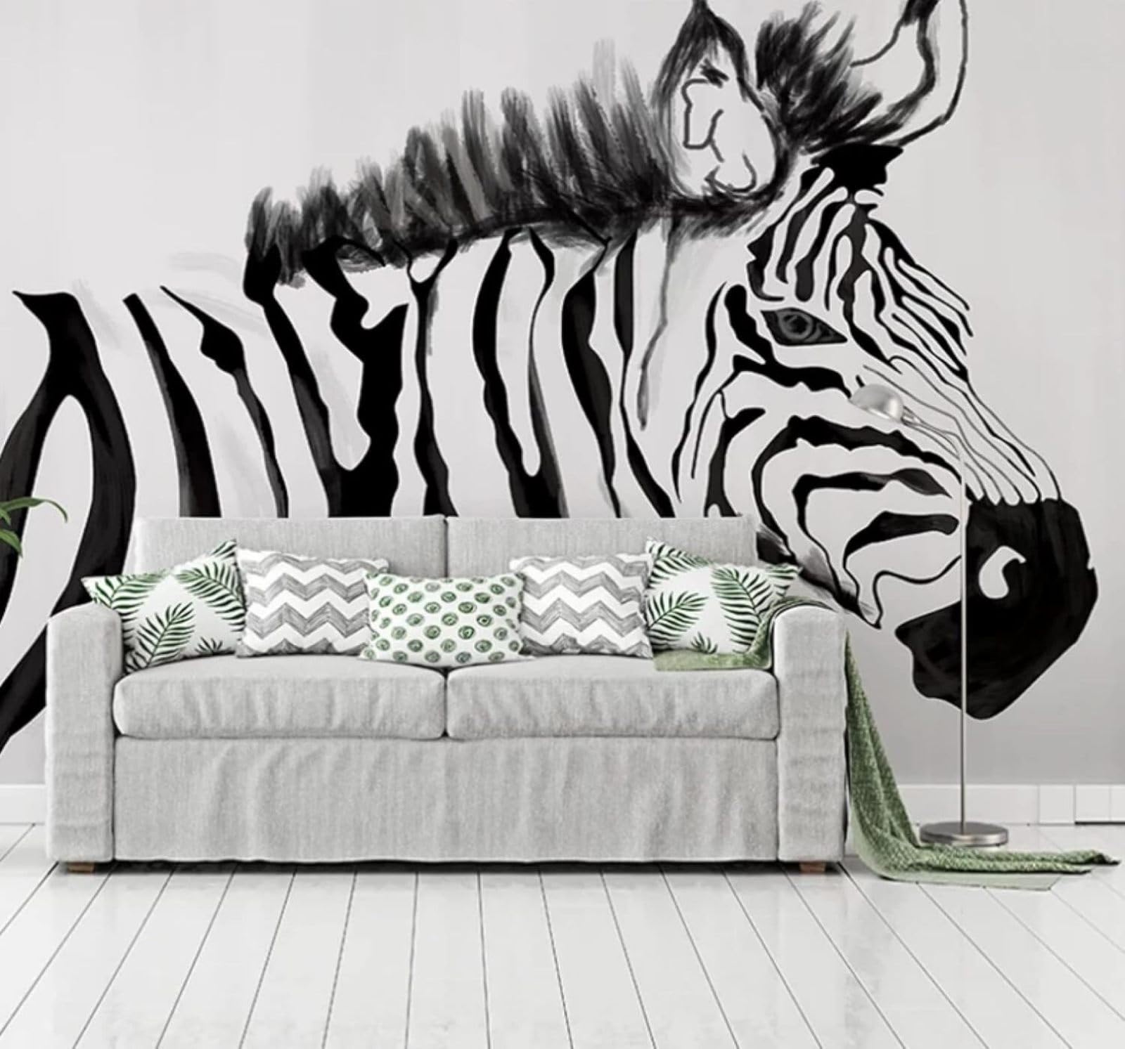 XLMING Minimalist Hand Drawn Black and White Zebra Animal 3D Wallpaper Luxury Home Dining Decor Paste Sofa Living Room The Wall for Bedroom Mural-250cm×170cm