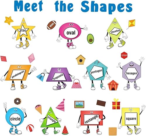 Miniatura 1 de IARTTOP Calcomanías de pared con formas coloridas, calcomanías de pared de geometría de aprendizaje educativo, calcomanías de pared extraíbles para