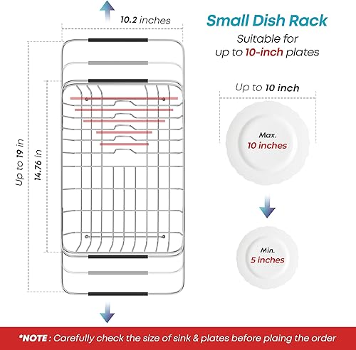 Miniatura 3 de Escurridor de platos expandible escurridor de platos de acero inoxidable 304 escurridor de platos en el fregadero o en el mostrador con estante de