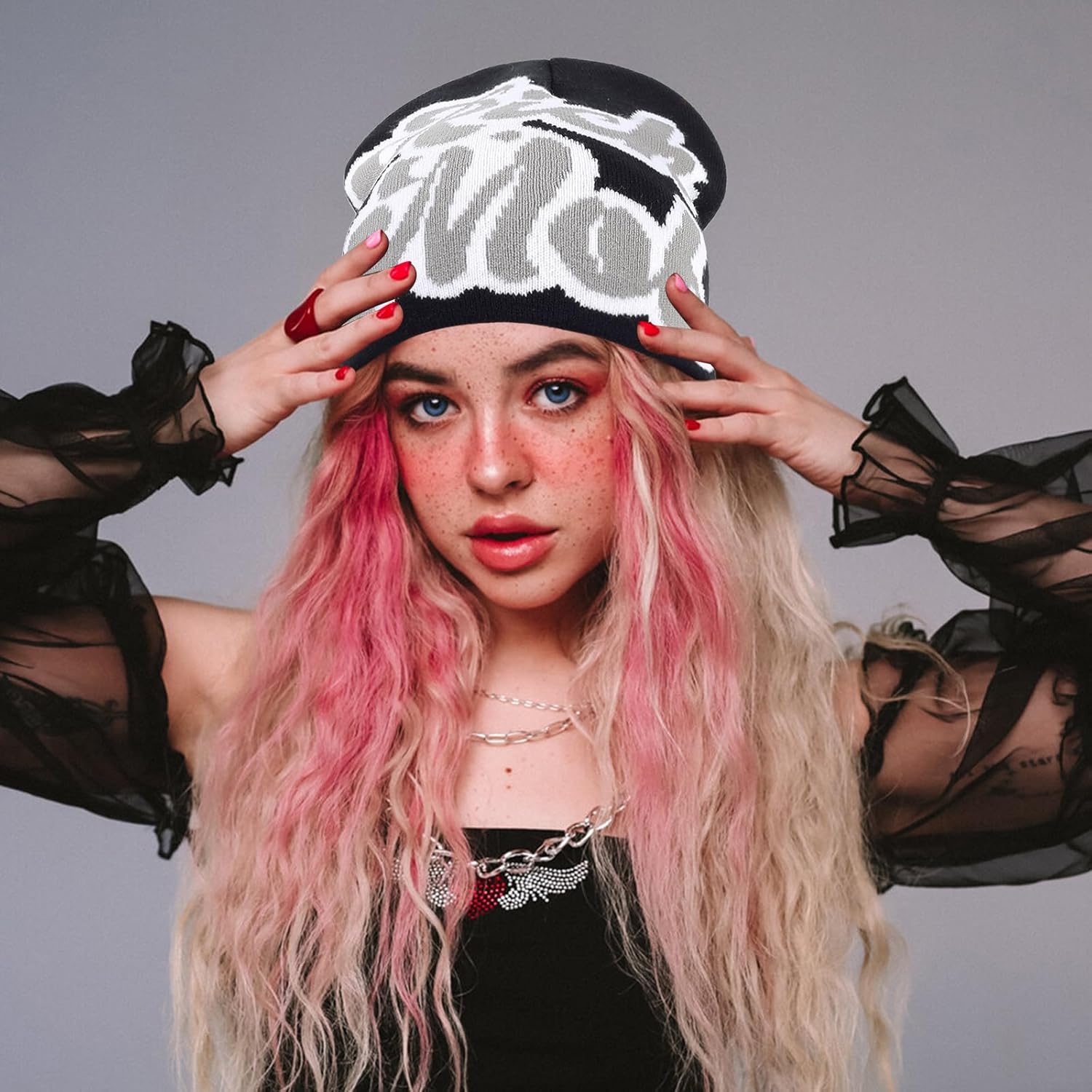 4Pcs Y2k Beanie Winter Knitted Graphic Beanie Warm Y2k Hat for Women Men - Image 2