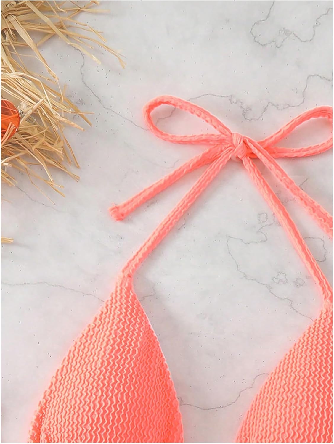 SHENHE Women's Triangle Halter Bikini Top Floral Tie Back Smocked Cute Swimsuit Top - Image 5