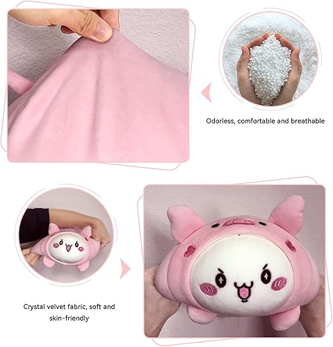 Miniatura 3 de Almohada de viaje para niños, almohada de cuello deformable 2 en 1 para niños, almohada suave en forma de U con adorable diseño de animales, cómodo