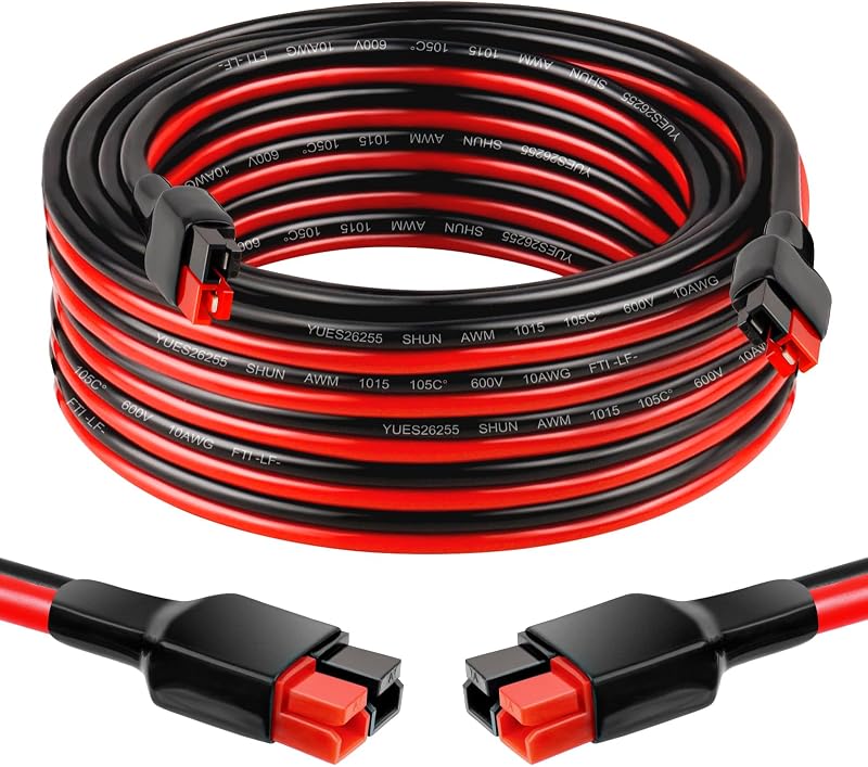 Cabo de extensão solar 10 AWG com conectores Anderson MOOKEERF, 6,10 m, macho para fêmea