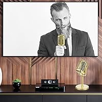 Vista 7 de 4 piezas de micrófonos dorados retro vintage de plástico falsos micrófonos simulados centro de centro de micrófono para música hip hop, decoración