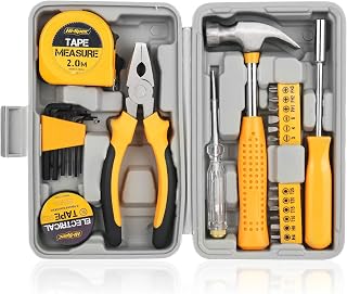 XTDMJ 24-teiliges gelbes Werkzeugset, Haushalts-DIY-Werkzeugset, kleines Werkzeugset, Starter-Basic-Damen-DIY-Werkzeuge für Zuhause und Büro