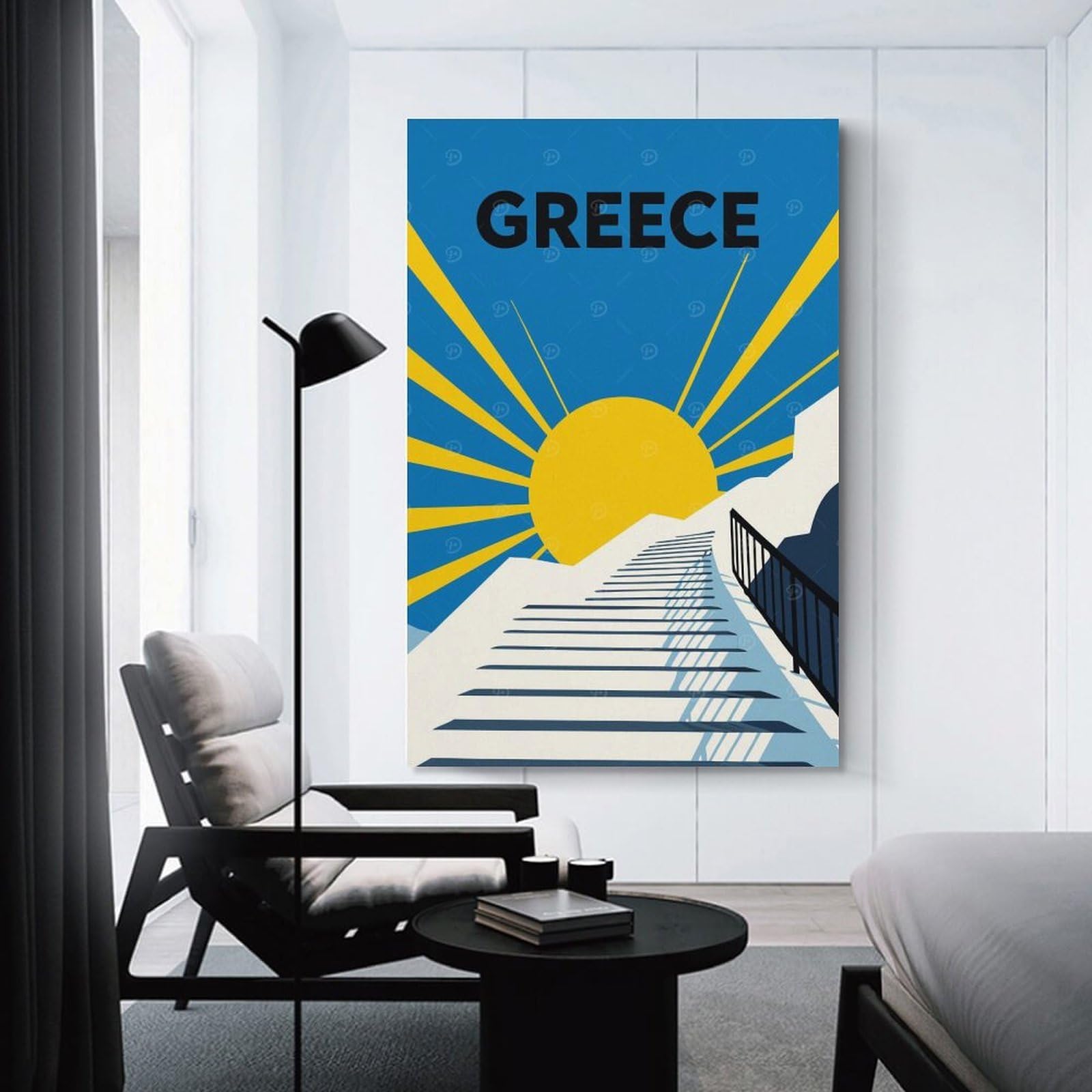Junmoney Greece Travel (3) Wall Picture Print 24x36inch(60x90cm), for Calm Bedrooms, Home Corners Or Flats, Home Artwork with A Soft Interior Feel