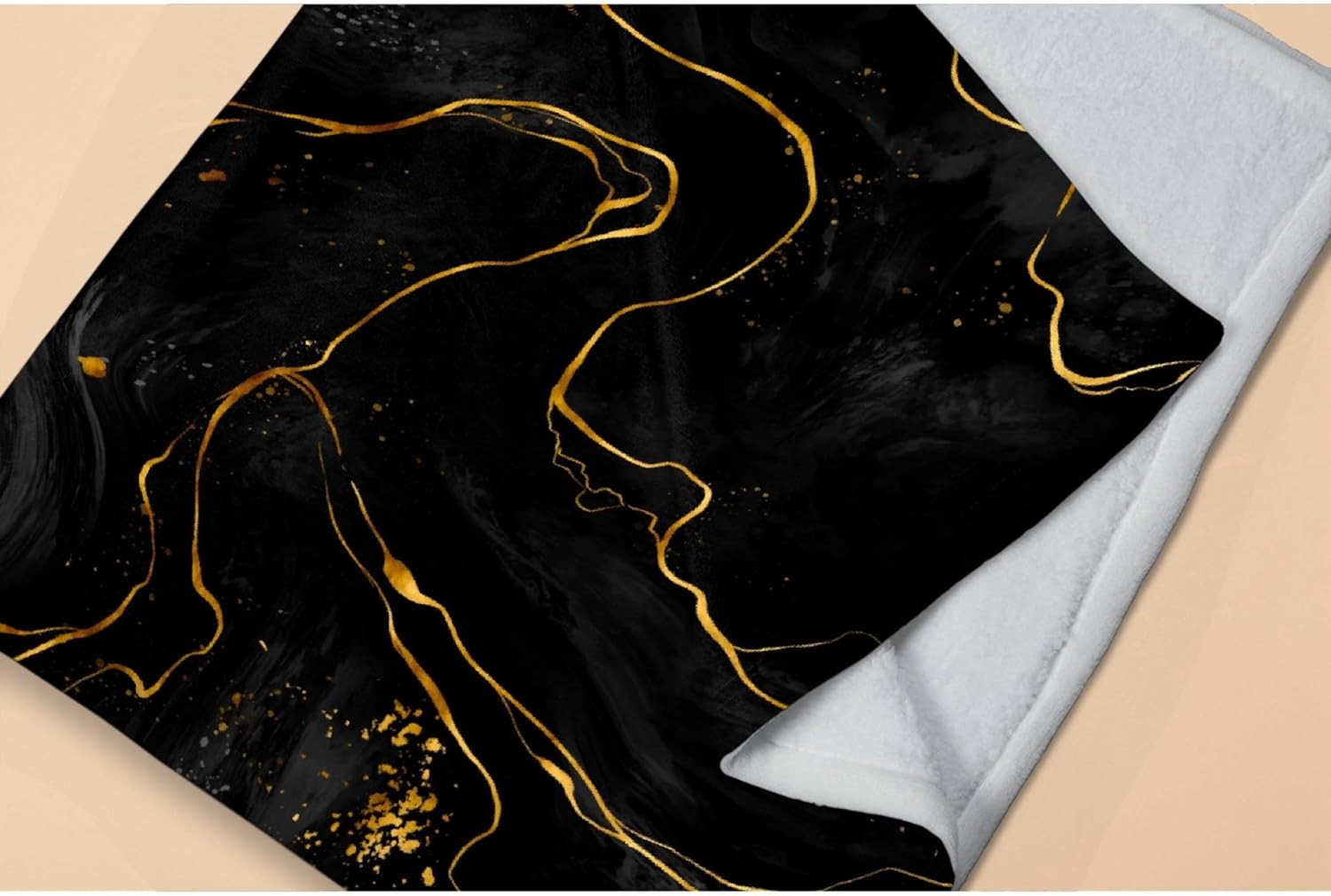 Black and Golden Marble Blanket Gifts for Black and Golden Marble Lover 80 x 60 Inch for Adult, Fannel Fleece Throw Blanket Super Soft Throws Blanket for Bed Couch Sofa