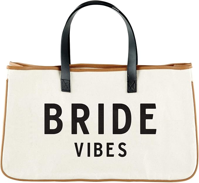 Santa Barbara Design Studio Tote Bag Hold Everything Collection Black and White 100% Cotton Canvas with Leather Handles