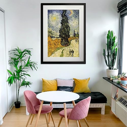 Miniatura 4 de Bristlegrass Rompecabezas de madera de 500 piezas de pinturas famosas de Van Gogh, camino con ciprés y estrella, regalos de arte, coleccionables,