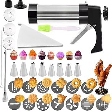 Churro Maker Machine 4-in-1, 16 Disks, 9 Nozzles,Stainless Steel Cookie Press Kit for Spritz Cookies,Pastry Filler Injector for Authentic Churros Rellenos, Gift for Women, maquina para acer churros