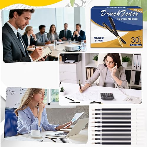 Miniatura 7 de Juego de 30 bolígrafos de gel de punta fina, tinta negra, de escritura suave, bolígrafos de gel con rodillo de 0.7 mm, para oficina, para la