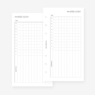 Personal Monthly Tracker Planner Insert Agenda Refill for Filofax Personal, LV MM sized 6 ring agendas, 3.75 x 6.75